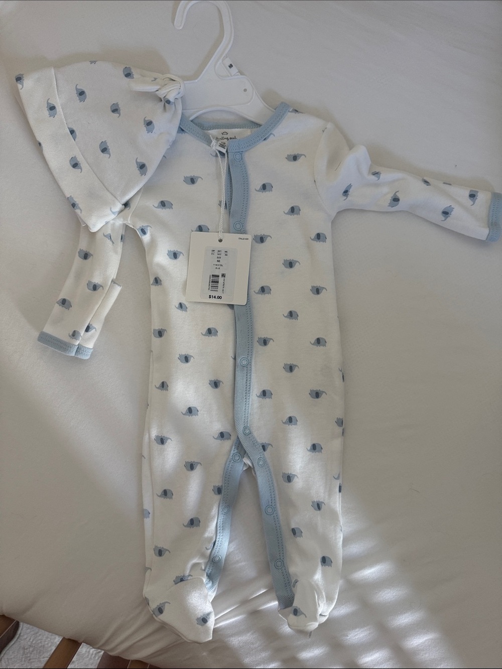 Starting Out Blue Whale Print Cotton Baby One-Piece with Hat NWT